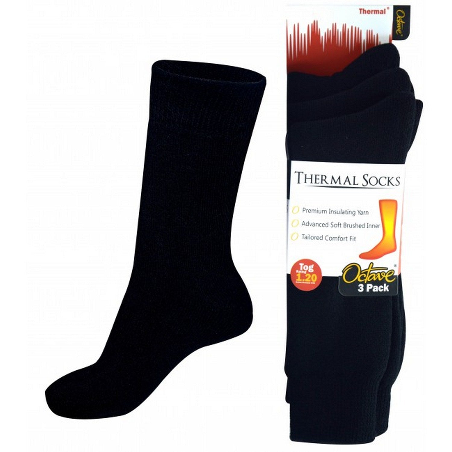 OCTAVE Mens Thermal Socks - 1.2 TOG - Pack of 3