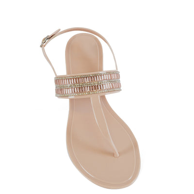 Flat Jelly Sandals Top Nude