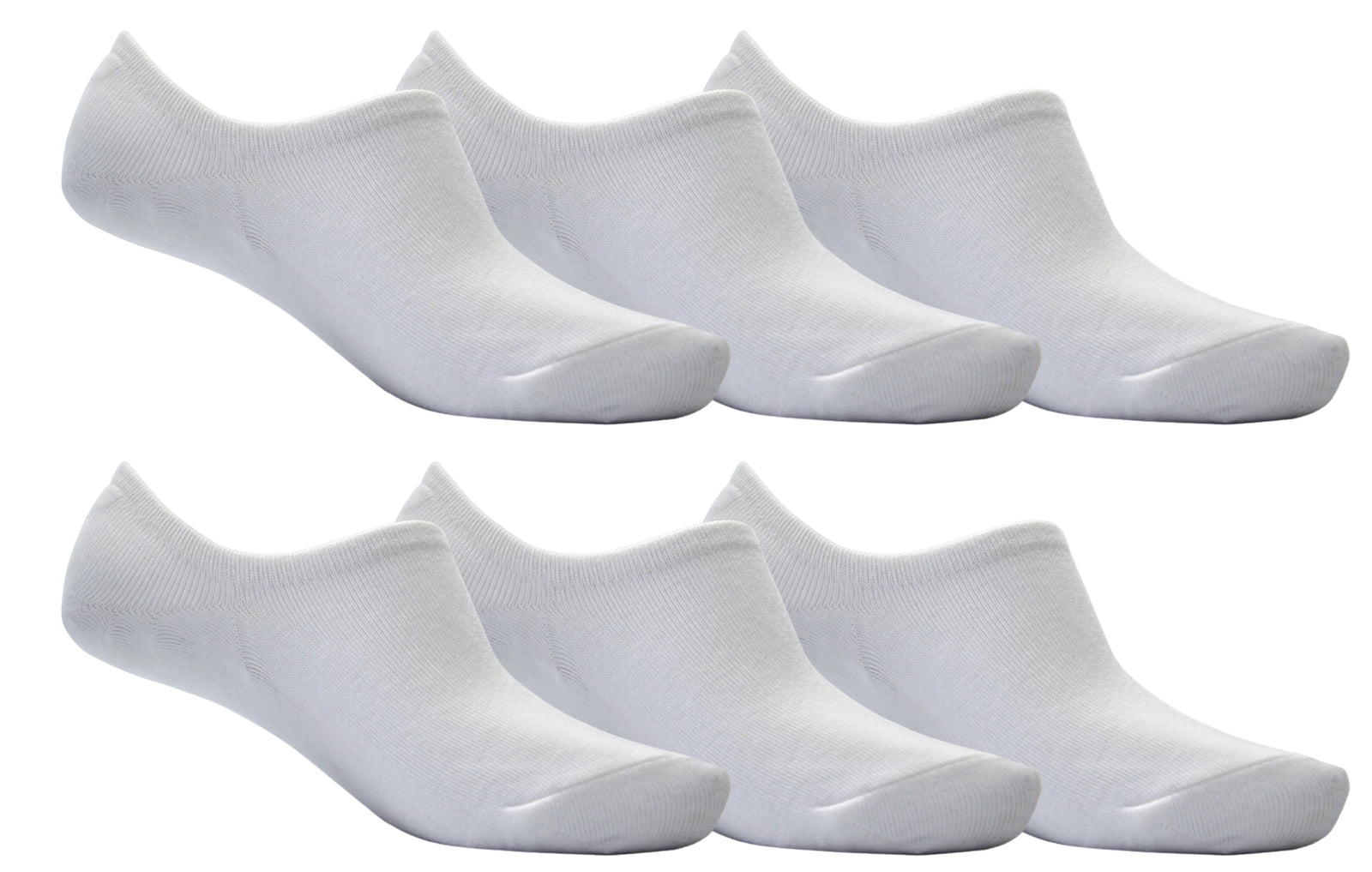 OCTAVE Adults Unisex Plain Invisible Trainer Liner Socks - 6 Pack White