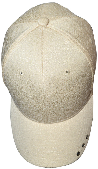 OCTAVE Unisex Baseball Cap Hat - Tuck Strap Embossed Design 3 Metal Eyelets - Cream