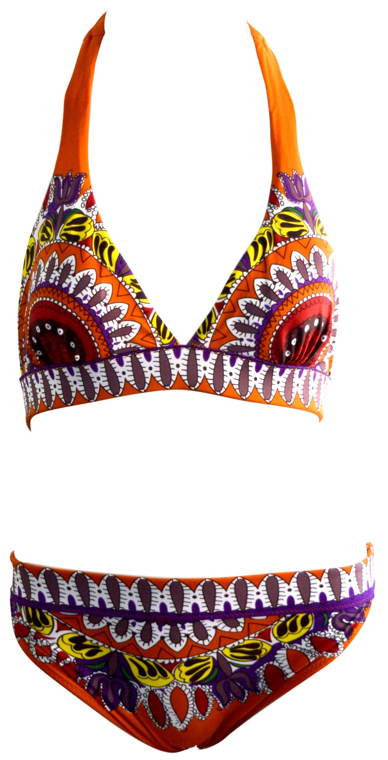 Tie Up & Buckle Straps Bikini Set