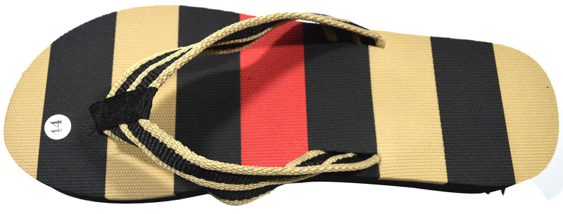 OCTAVE Mens Striped Comfort Strap Design Flip Flops - Black