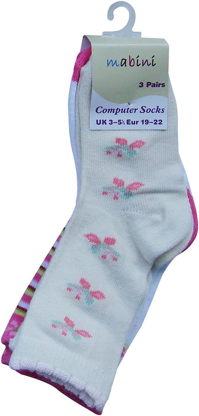 Pack of 6 : MABINI® New Born Baby To Girls Cotton Rich Computer Socks In Colourful Assorted Designs