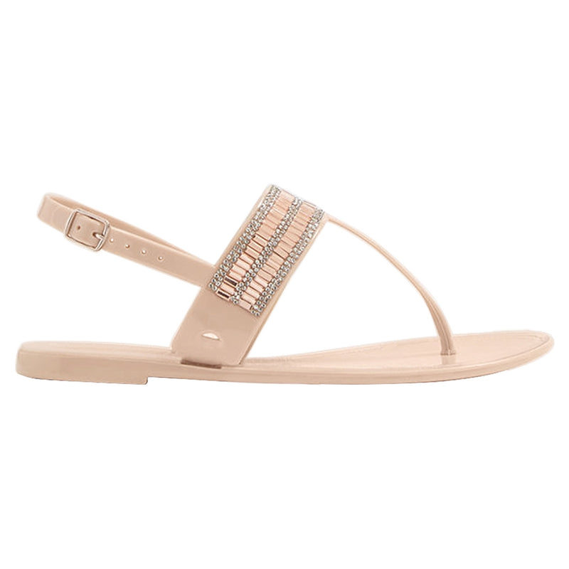 Flat Jelly Sandals Side Nude