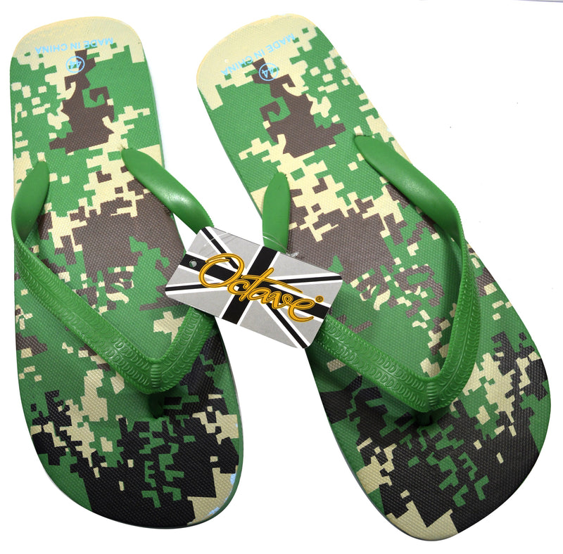 OCTAVE Mens Green Camoflague Design Flip Flops