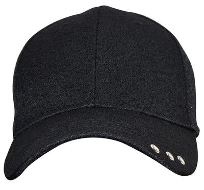 OCTAVE Unisex Baseball Cap Hat - Tuck Strap Embossed Design 3 Metal Eyelets - Black