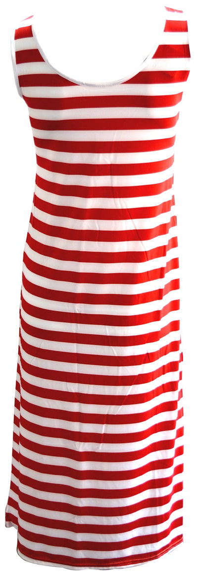 Red and White Maxi Dress front