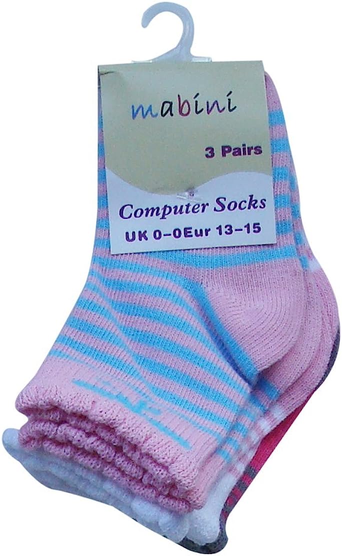 Pack of 6 : MABINI® New Born Baby To Girls Cotton Rich Computer Socks In Colourful Assorted Designs
