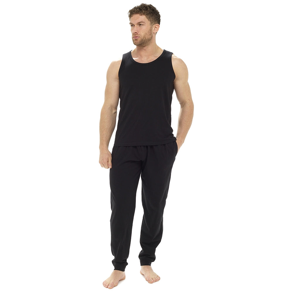 Octave Mens Plain Cotton Vest & Cuffed Pants Summer Pyjama Lounge Set