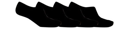 OCTAVE Unisex Plain Invisible Trainer Liner Socks - 4 Pack Black