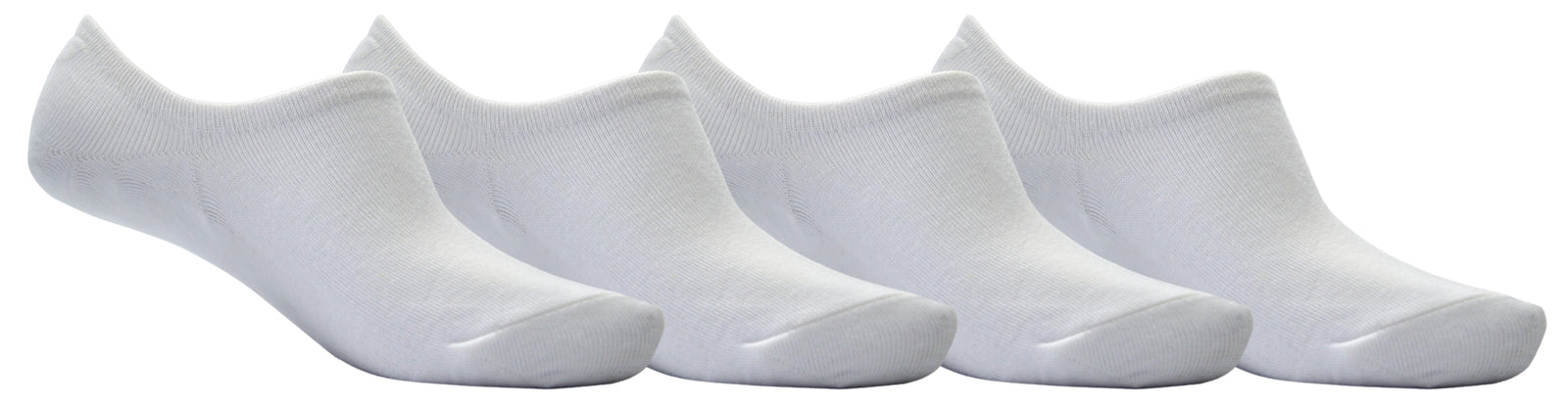 OCTAVE Adults Unisex Plain Invisible Trainer Liner Socks - 4 Pack White