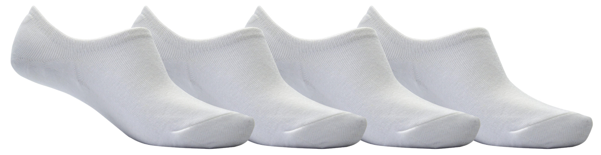 OCTAVE Unisex Plain Invisible Trainer Liner Socks - 4 Pack White