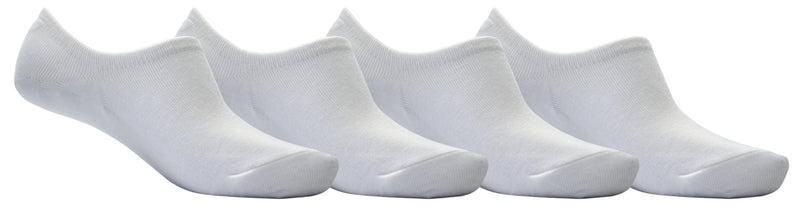 OCTAVE Unisex Plain Invisible Trainer Liner Socks - 4 Pack White