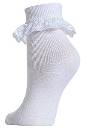 OCTAVE Baby to Girls White Cotton Rich Frilly, Lace Socks With Elastane - Pack of 3