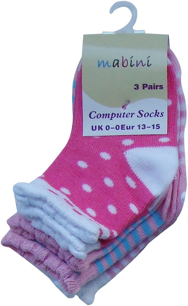 Pack of 6 : MABINI® New Born Baby To Girls Cotton Rich Computer Socks In Colourful Assorted Designs