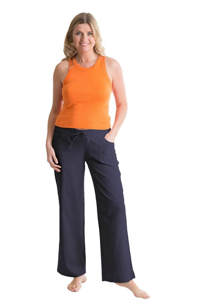 OCTAVE Ladies Linen Trousers -  Navy (Front)