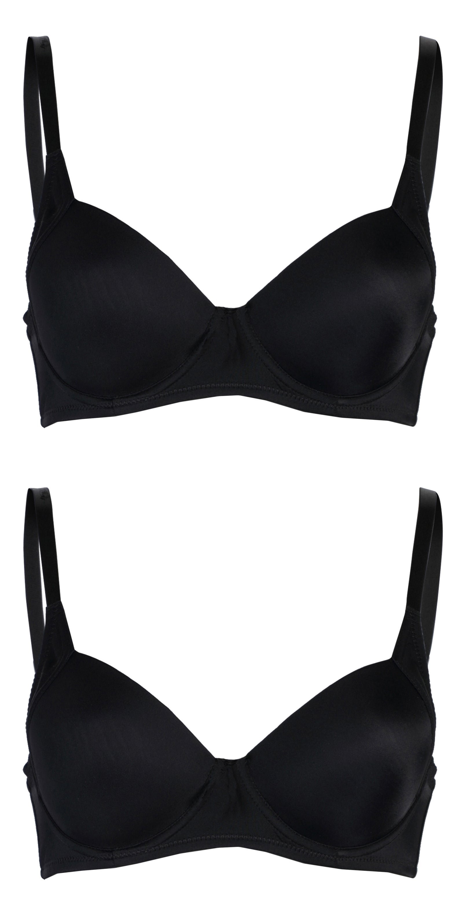 Passionelle® Womens Classic Lingerie Designer Seamless T-Shirt Bras - Pack of 2