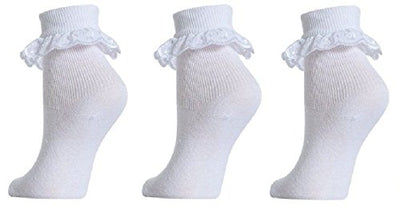 Baby to Girls White Cotton Lace Socks pack of 3