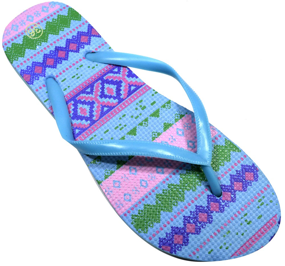 Flip Flop Aztec Design Blue