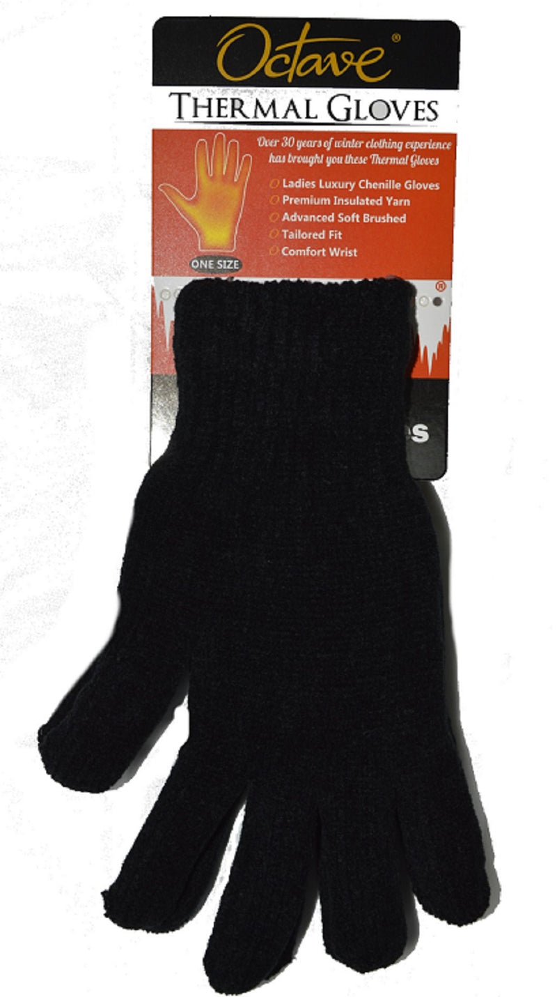 Octave® Ladies Luxury Chenille Thermal Gloves - Black