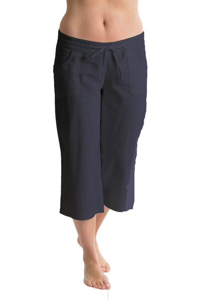 Octave Ladies Linen Cropped Dark Navy