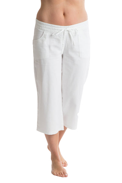 Octave Ladies Linen Cropped White