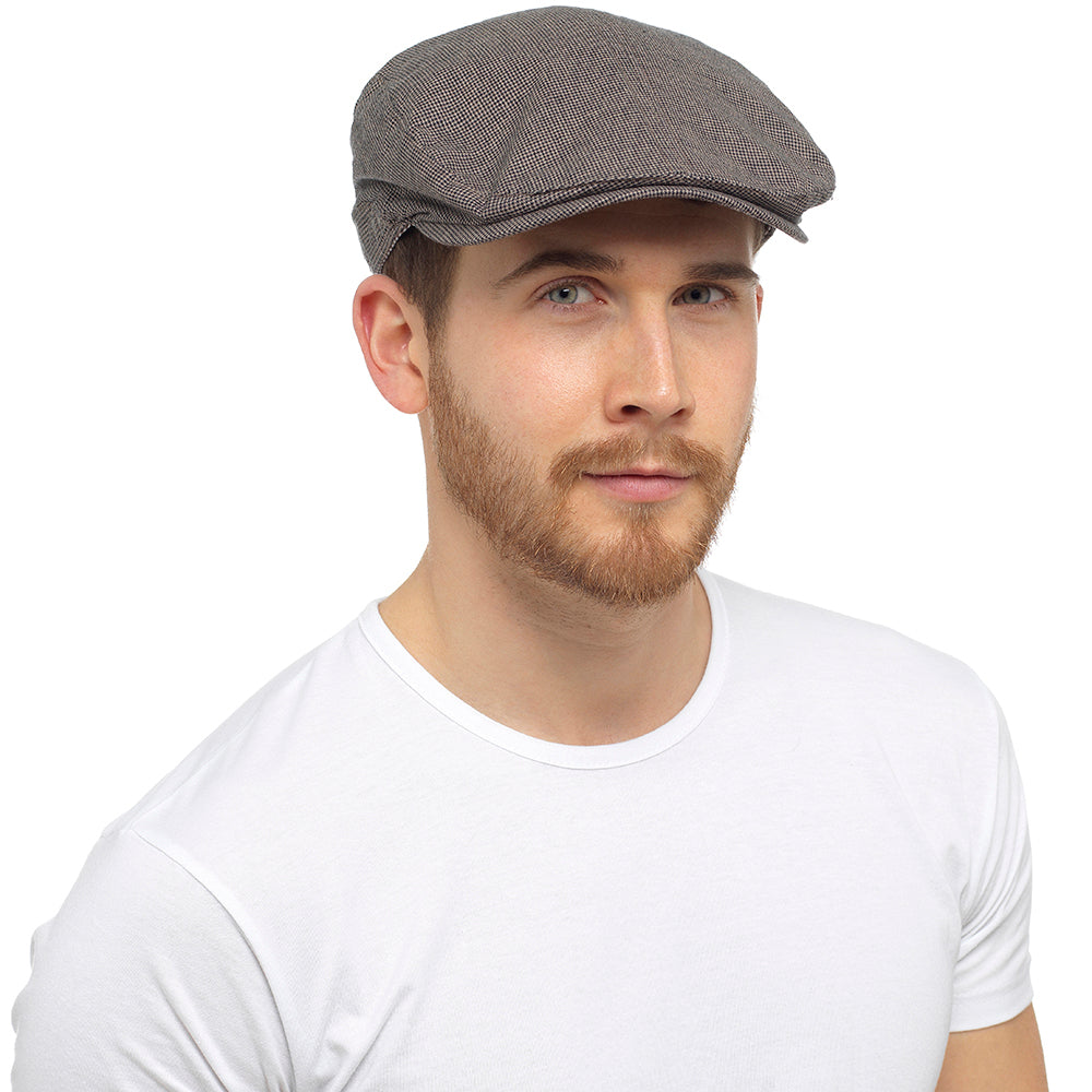 OCTAVE Mens Gatsby Style Cotton Linen Flat Cap - Fishing Golf Peak Festival Hat