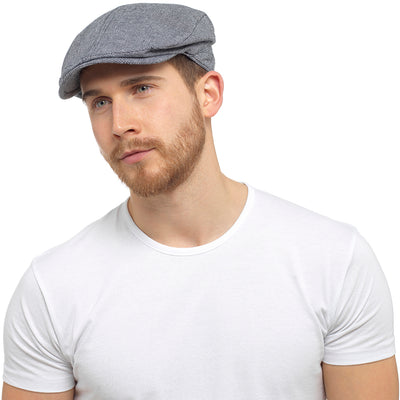OCTAVE Mens Gatsby Style Cotton Linen Flat Cap - Fishing Golf Peak Festival Hat