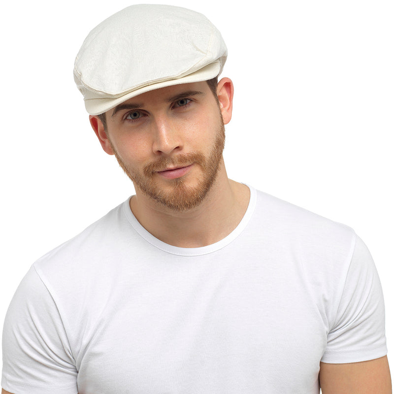 OCTAVE Mens Gatsby Style Cotton Linen Flat Cap - Fishing Golf Peak Festival Hat