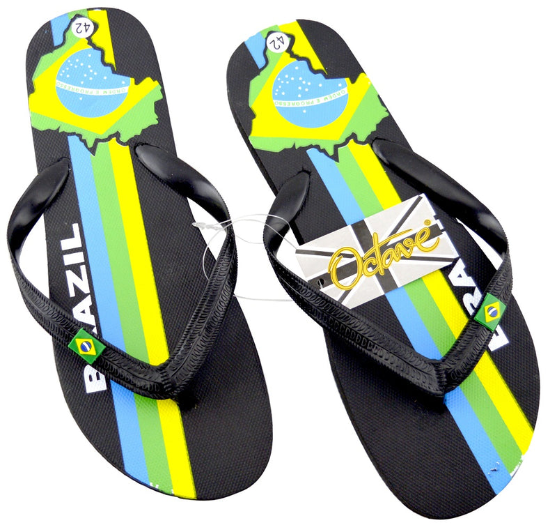 OCTAVE Mens Flip Flops - Brazil Flag Design