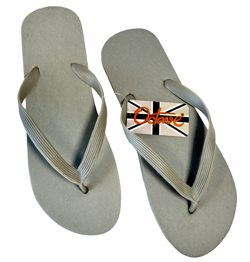 OCTAVE Mens Flip Flops - Solid Plain Design - Grey