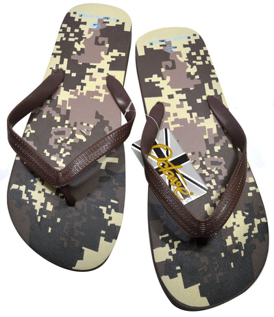 OCTAVE Mens Flip Flops - Camoflague Design - Brown