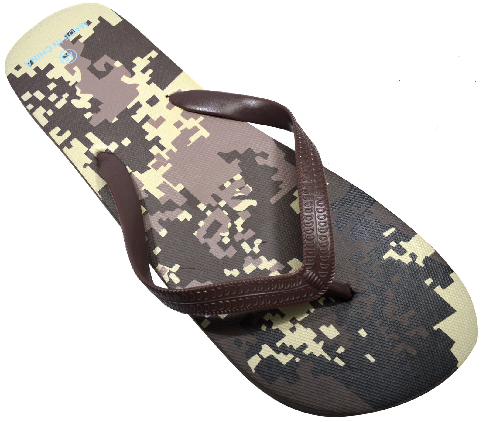 OCTAVE Mens Flip Flops - Camoflague Design - Brown