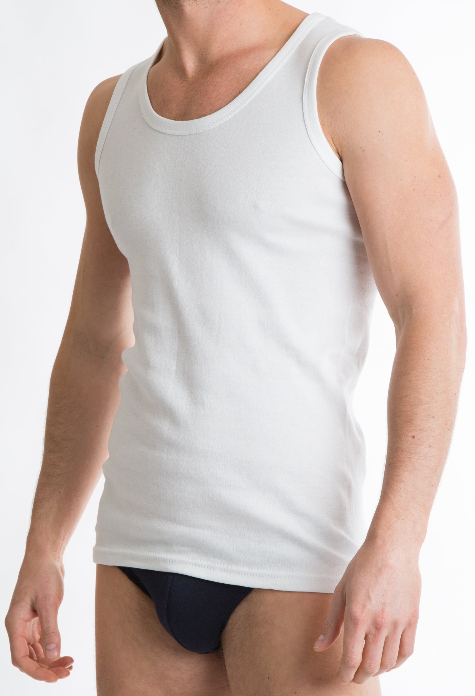 6 Pack: Mens 100% Cotton Classic White Vests