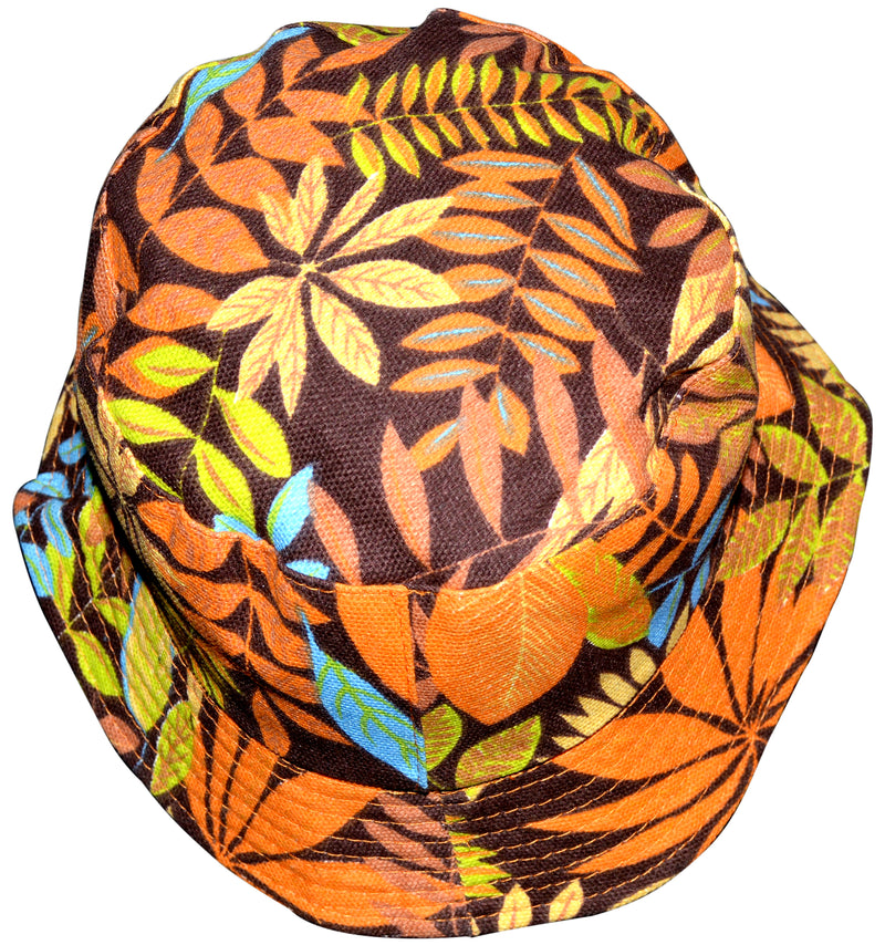 OCTAVE Reversible Bucket Hat - Orange Leaf Print/Stone