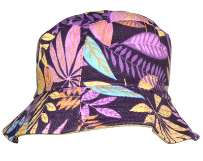 OCTAVE Reversible Bucket Hat - Purple Leaf Print/Stone