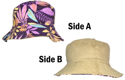 OCTAVE Reversible Bucket Hat - Purple Leaf Print/Stone