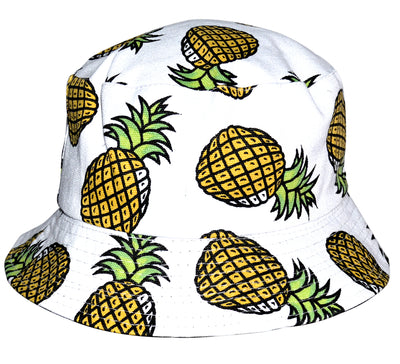 OCTAVE Reversible Bucket Hat - White With Pineapple Print/Black