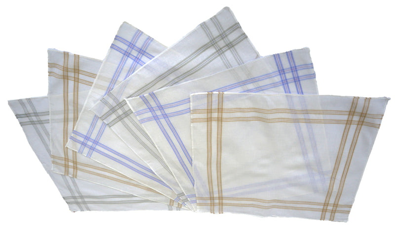 OCTAVE Mens White Handkerchiefs With Stripes -  10 Pack