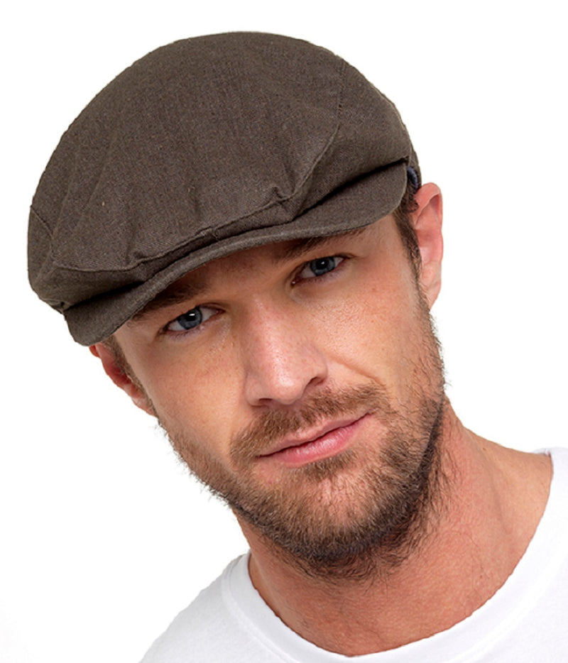 OCTAVE Mens Gatsby Style Cotton Linen Flat Cap - Fishing Golf Peak Festival Hat