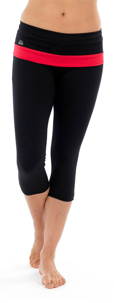 Ladies Fitness Cropped 3/4 Capri Yoga Pants Red