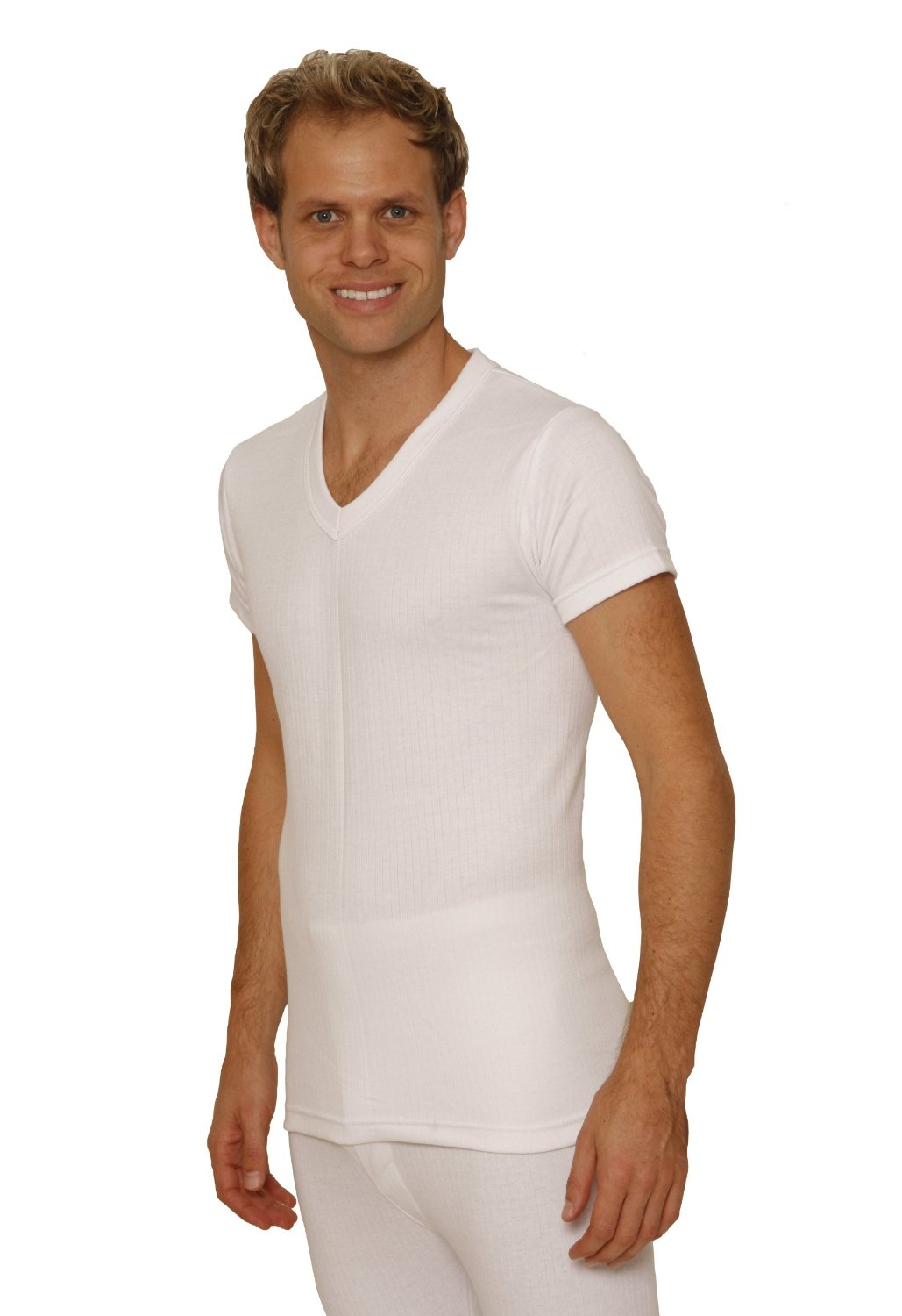 Mens Thermal Underwear Short-Sleeve V-Neck Top - British Thermals