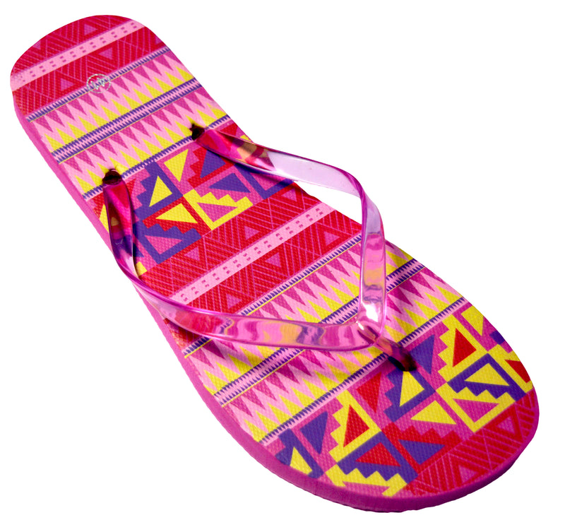 OCTAVE Ladies Summer Beach Wear Flip Flops Wave Design - Pink