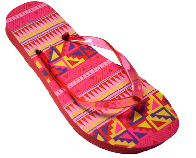 OCTAVE Ladies Summer Beach Wear Flip Flops Wave Design - Orange