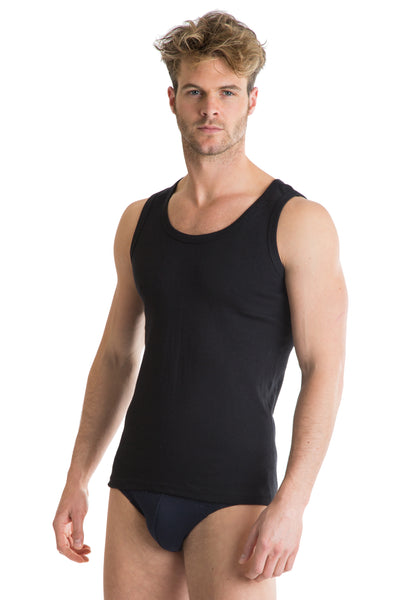 OCTAVE 2 Pack Mens Soft 100% Combed Cotton Classic Vests Either Black or White