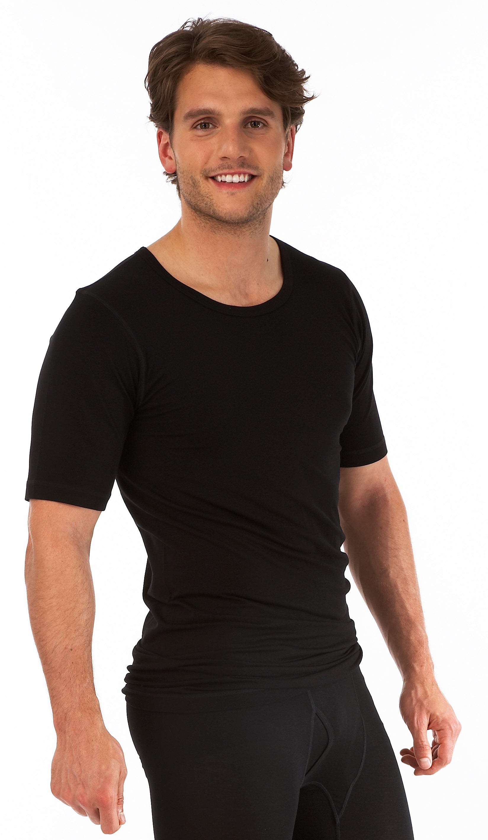Palm Mens Invisible Seamless Short Sleeve Round Neck Thermal Top Base Layer