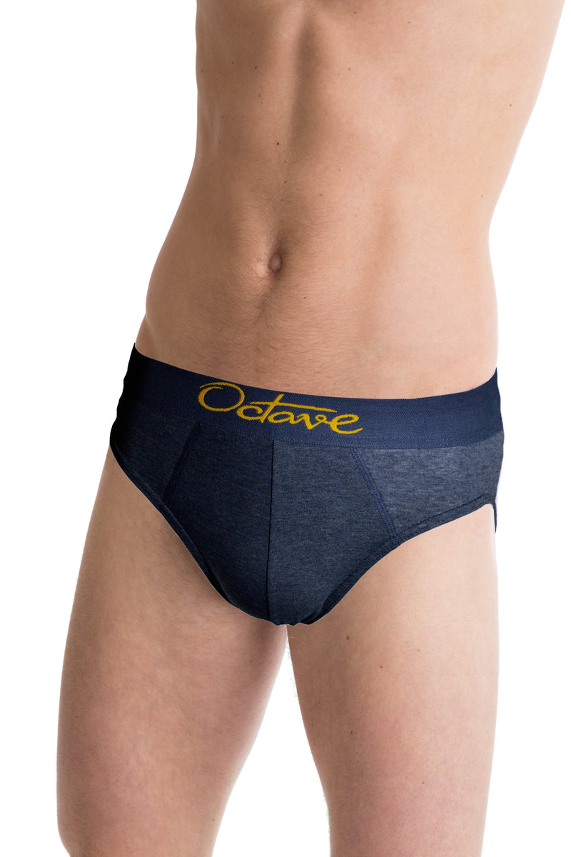 Octave Mens 100% Cotton Designer Classic Slip Briefs - 3 Pack