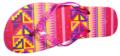 OCTAVE Ladies Summer Beach Wear Flip Flops Wave Design - Pink