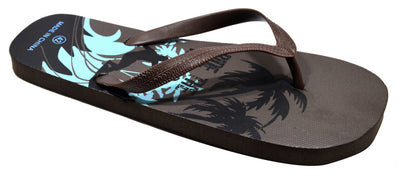 OCTAVE Mens Surfing Design Flip Flops - Brown