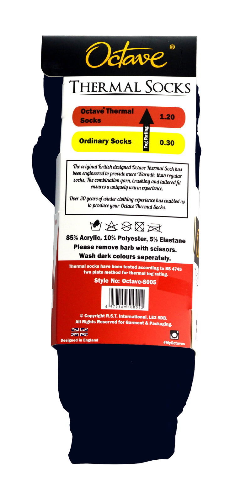 OCTAVE Mens Thermal Socks - 1.2 TOG  Pack of 3 - Navy